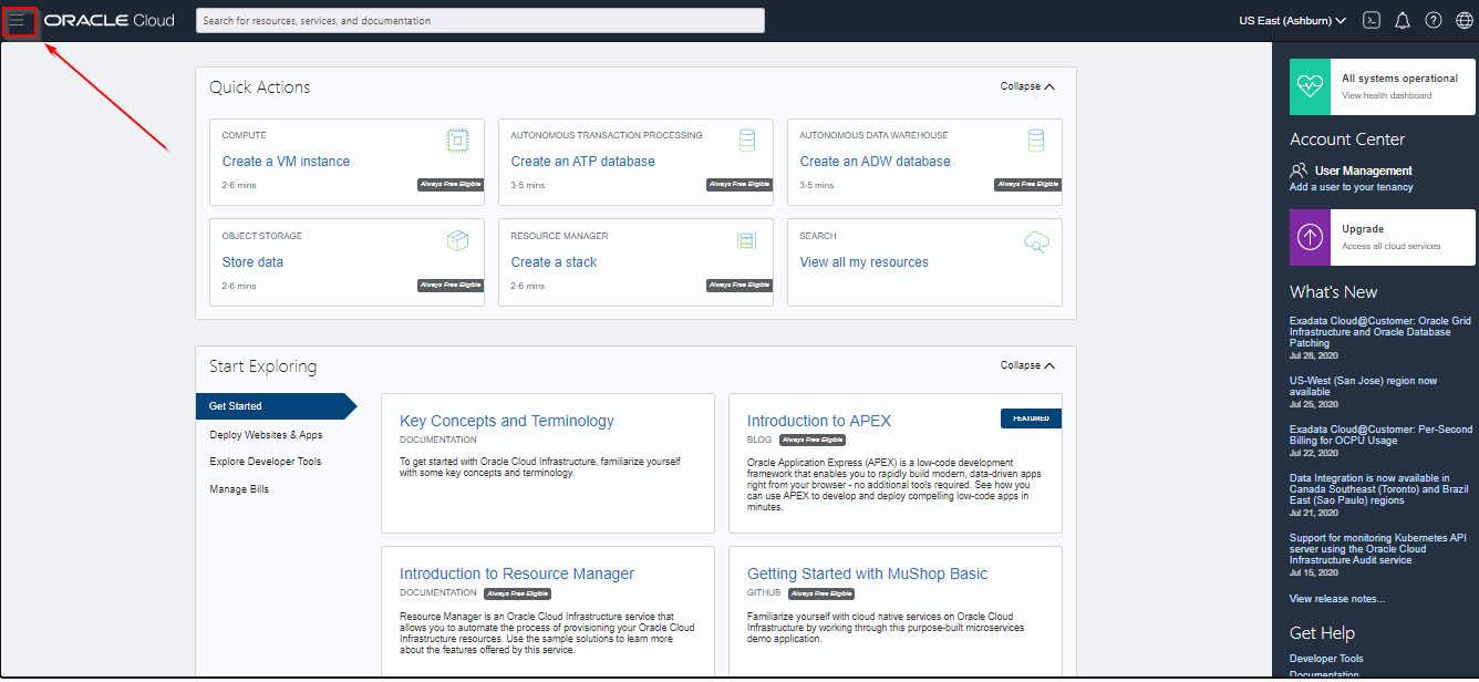 hamburger menu on the top left