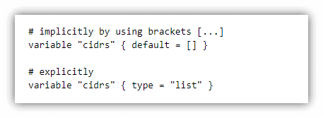 list variable define