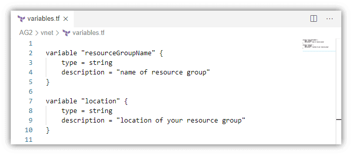 variables.tf file