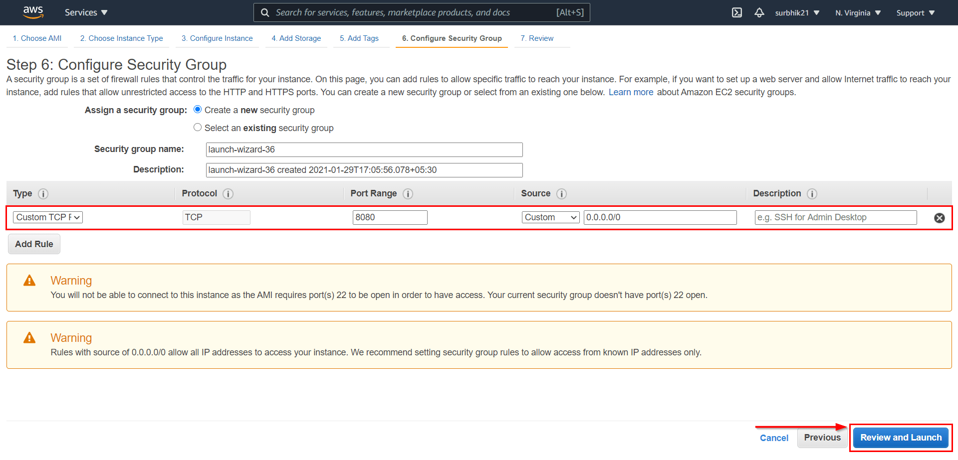 Configure Security Group in EC2