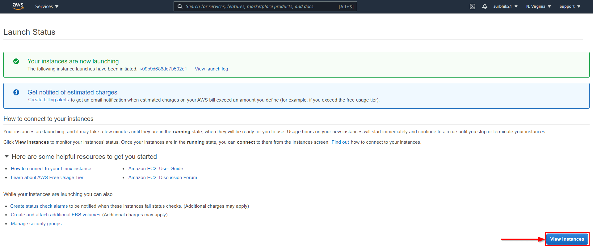Running Instance Details