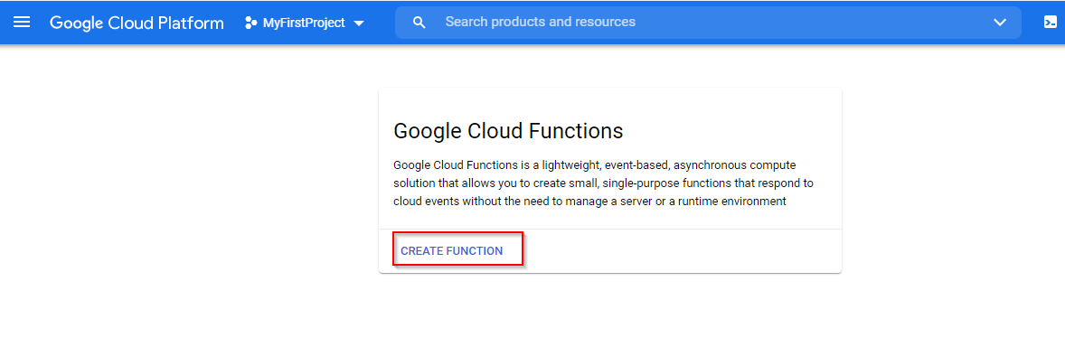 Step 3: click on Create Function