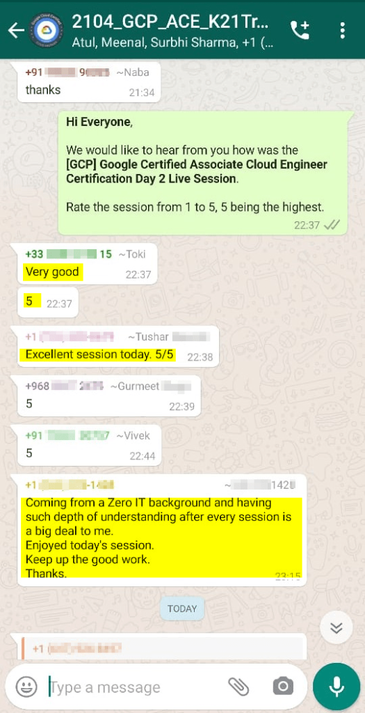 Google Cloud Training: Feedback