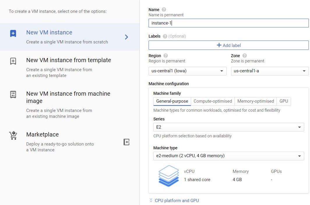 Machines provided by GCP