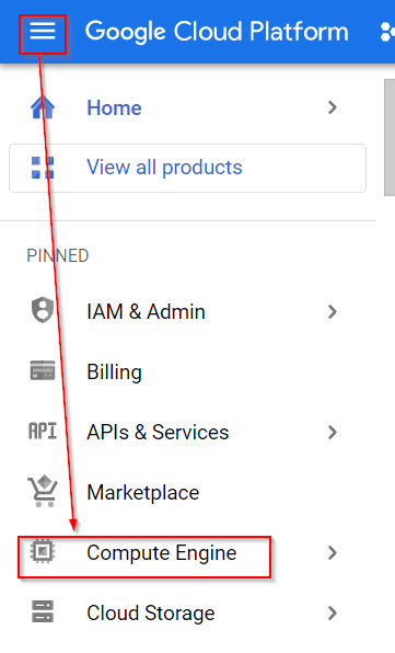 navigate to compute engine