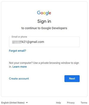 Sign-in to your Google account