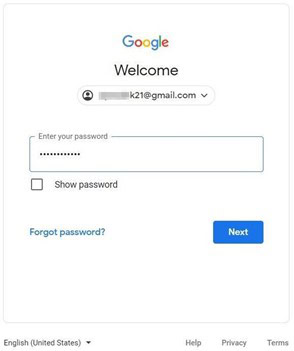 Sign-in to your Google account