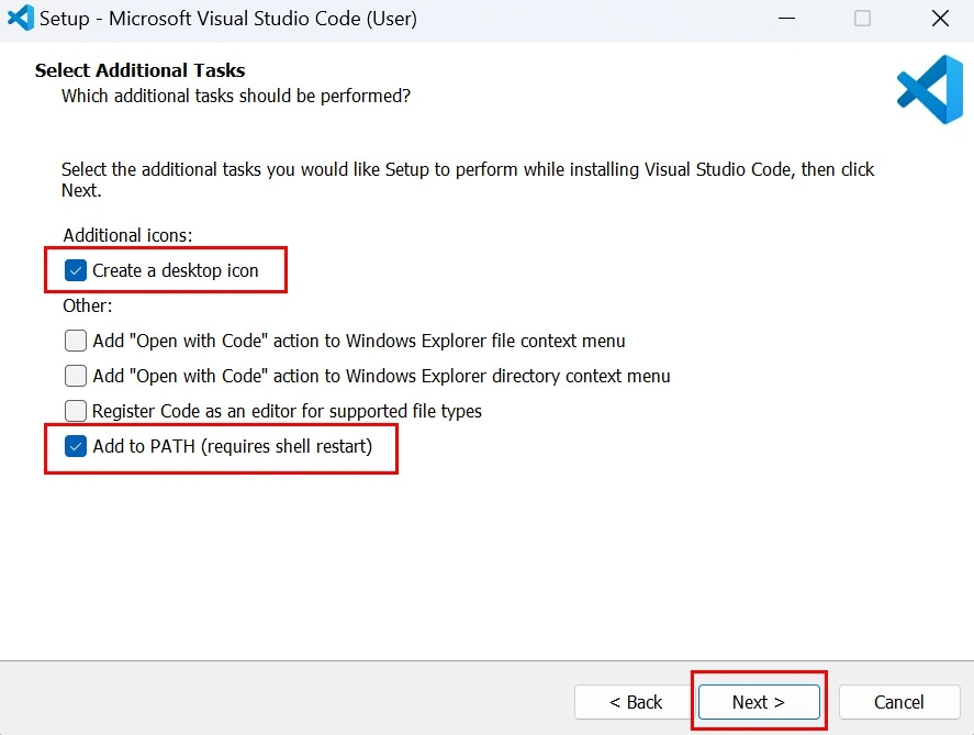 Select Installation Location - Choose the installation location for VS Code