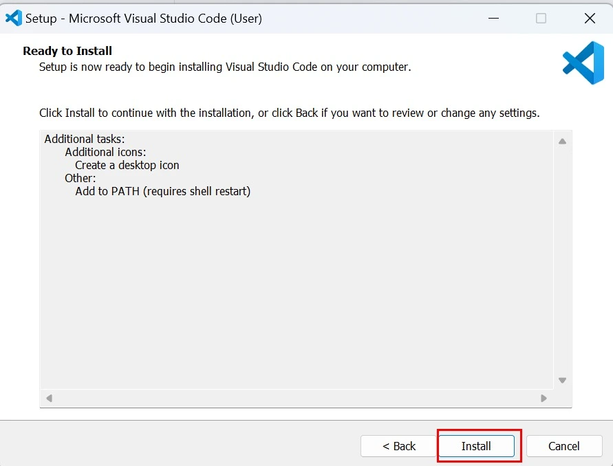 Choose Install to Proceed further