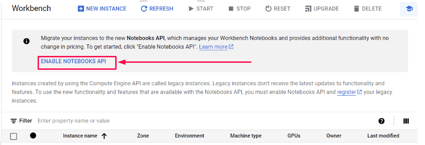 Enable Notebook API 